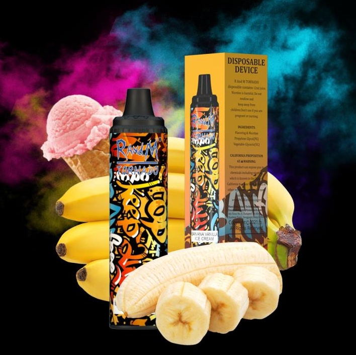 RandM Tornado 6000 Puffs Vape &ndash; Banan Vaniljeis med Power og Personlighed
