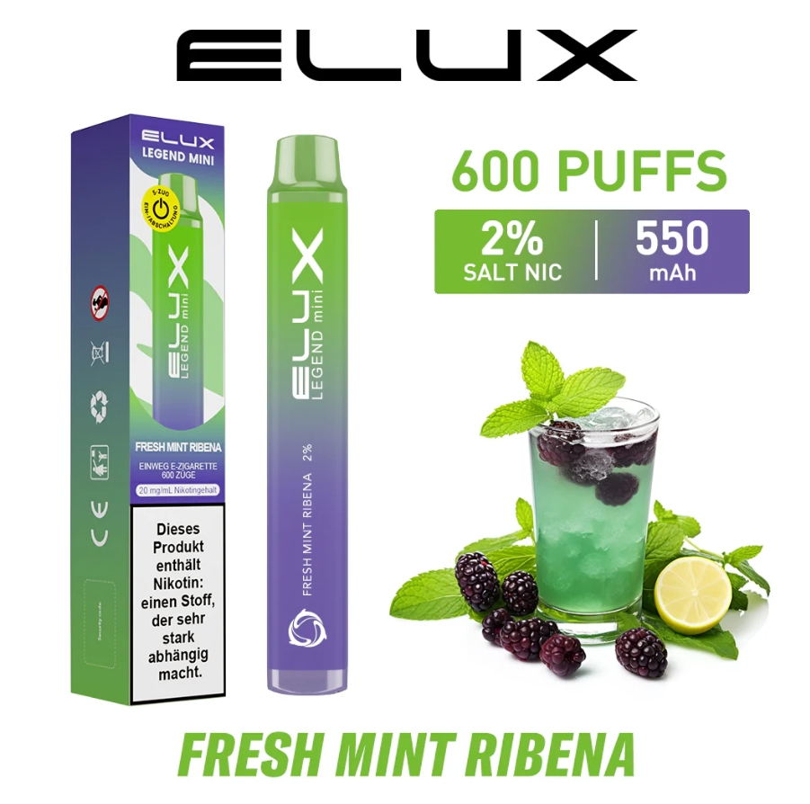 Elux Legend Mini 600 Puffs Engangs Vape &ndash; Frisk Mynte Rybna: En Forfriskende Rejse i Dampens Verden