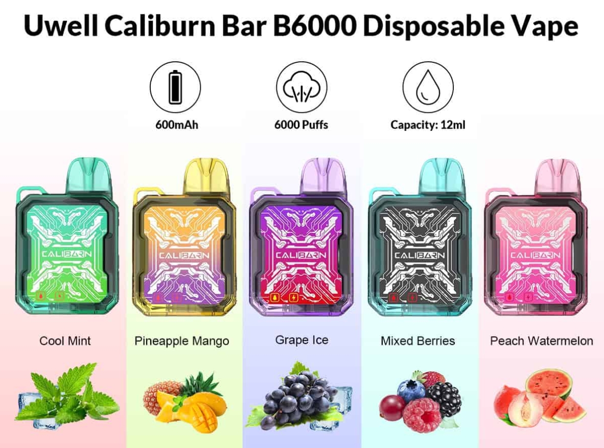 UWELL CALIBURN Bar B6000: En Friskb&oslash;lge af Bl&aring; Razz Ice i Din Lomme