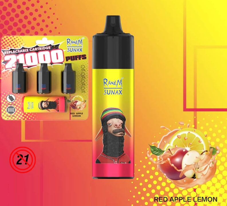 RandM Sunax 21000 Puffs Vape: Din Dansk-designede Eksplosion af R&oslash;d &AElig;ble & Citron